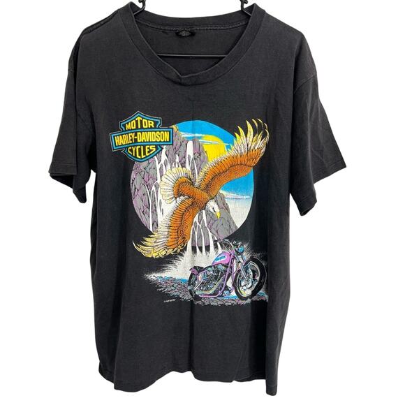 Vintage Harley Davidson Fun Wear Eagle Waterfall Shield Rare LARGE Made in USA - Picture 1 of 11